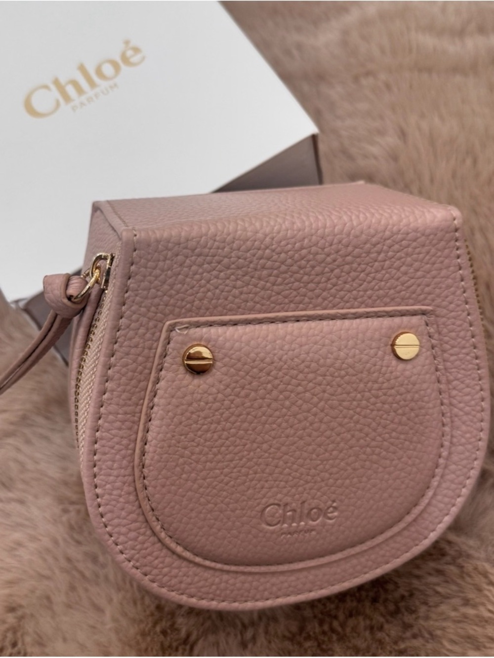 GWP-Chloe Small Pink Leather Jewelry Travel Bag
